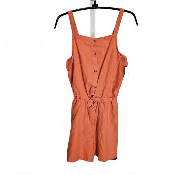 Old Navy Girl's Coral Button-Up Romper - Picture 1 of 5